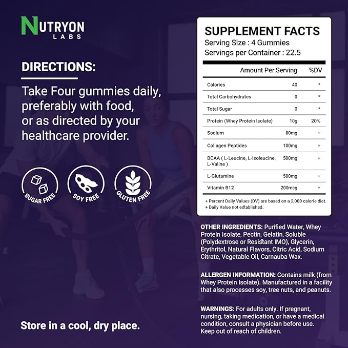 Whey Protein Gummies Zero Carb | 250g Total Protein per Bag |10g per Serving Plant Based 4 in1 Collagen & Vitamin B12 for Men & Women | 0 Sugar Gluten Free Non-GMO Mixed Berry Flavor