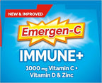 Emergen-C Immune+ Triple Action Immune Support Powder, BetaVia (R), 1000mg Vitamin C, B Vitamins, Vitamin D and Antioxidants, Elderberry – 18 Count