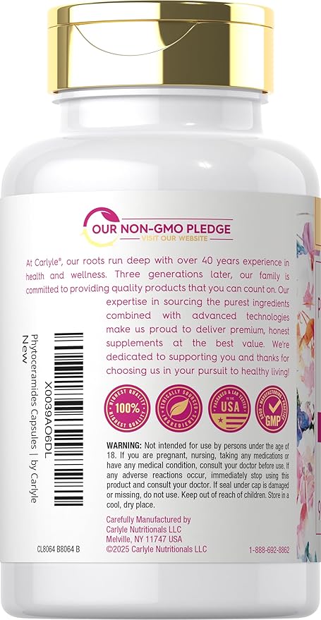 Carlyle Phytoceramide Supplement | 90 Capsules | with Organic Sweet Potato | Beauty Formula Complex | Vegetarian, Non-GMO and Gluten Free