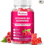 Haohan Vitamin B2 400mg with Magnesium Gummies for Migraine and Nervous System Support in Sugar-Free Vegan Raspberry Flavor, 60 Count for Adults and Kids