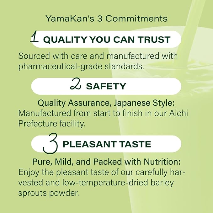 山本漢方製薬株式会社 YAMAKAN Green Juice with Barley Grass Powder, Super Greens Powder Rich in Daily Nutrients, Minerals, Vitamins & Plant-Based Protein for Women & Men from Japan, Non GMO 7 Count