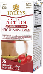 Hyleys Slim Tea Goji Berry Flavor - Weight Loss Herbal Supplement Cleanse and Detox - 25 Tea Bags (12 Pack)