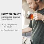 JungKwanJang Korean Red Ginseng Tonic Gold - Herbal Energy Drink with 6 Botanical Extracts - Daily Immune & Vitality Support - Vegan, Non-GMO, No Caffeine Liquid Supplements (30 Packs, 1.35 fl oz)