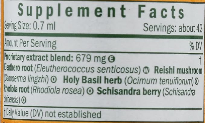 Herb Pharm Stress Manager: Adaptogenic Stress Support Tincture, Rhodiola Rosea, Holy Basil Extract, Reishi Mushroom Extract, Adrenal Function Support, Vegan, Non-GMO, 1 Oz - Packaging May Vary