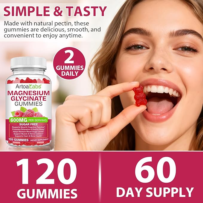 Magnesium Glycinate Gummies with L-Threonate,240 Count High Absorption Sugar Free Magnesium Potassium Supplement for Relaxation, Stress Relief, and Sleep Support for Adults & Kids