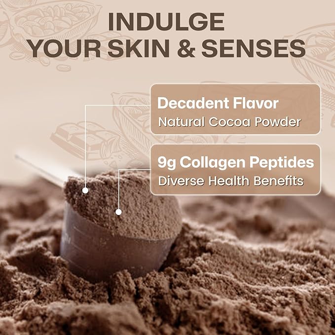 NATURE TARGET Chocolate Multi Collagen Peptides – Collagen Powder for Women with Vitamin C & Creatine, Supports Skin, Hair, Nails & Joint Health - Type I, II, III, V & X, Gluten Free, 35 Servings