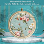 Pill Case Pill Box with Mirror Retro 3 Compartment Small Pill Case for Purse or Pocket Bronze Small Roud Pill Box or Vitamins, Fish Oil, Supplements, Pill Containe Travel Gifts（Retro Green Floral）