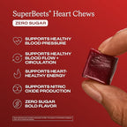 Humann SuperBeets Heart Chews Zero Sugar, Beet Root Supplement, Energy, Nitric Oxide and Blood Pressure Support, Grape Seed Extract & Non-GMO, Heart Health, Pomegranate Berry Flavor, 60 Count