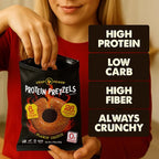 CRISP POWER Protein Pretzels, NEW Flamin' Crunch, 26G Protein, High Protein Snack, High Fiber, Low Carb Crunchy Pretzel Snacks, No Added Sugar, 1.75 oz Bags, 6 Pack, Vegan, Keto