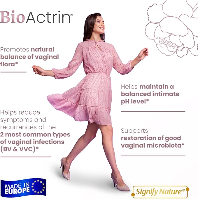 SIGNIFY NATURE Bioactrin Vaginal Probiotics for Women - Bacterial Vaginosis & Yeast Infection Treatment - BV Probiotic - pH Vaginitis Support-56 Pills