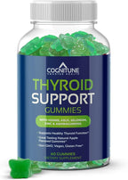 CogniTune Thyroid Support Gummies - Complete Formula for Women and Men with Iodine and Ashwagandha - Natural Energy and Metabolism Support for Hypothyroidism