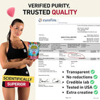 Creatine Monohydrate Gummies Sugar Free 5g - Made in USA - Pre Workout Creatine Chews for Women & Men, Creatine Gummy Candy, Chewable Nutritional Supplements, NSF Certified (Strawberry, 120 Count)