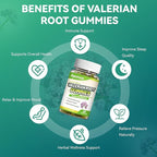 Valerian Root Gummies 2000mg, Valerian Root Extract for Relaxation & Mood Support, Herbal Supplement for Kids & Adults, Vegan, Apple Flavor, 60 Count