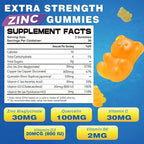 Zinc Glycinate 30 mg Gummies, Chewable Zinc Supplement for Women & Men, with Vitamin C, D3 & B6, Quercetin, Immune System Support, Skin Health & Antioxidant, Natural Fruit Flavor, 60 Ct
