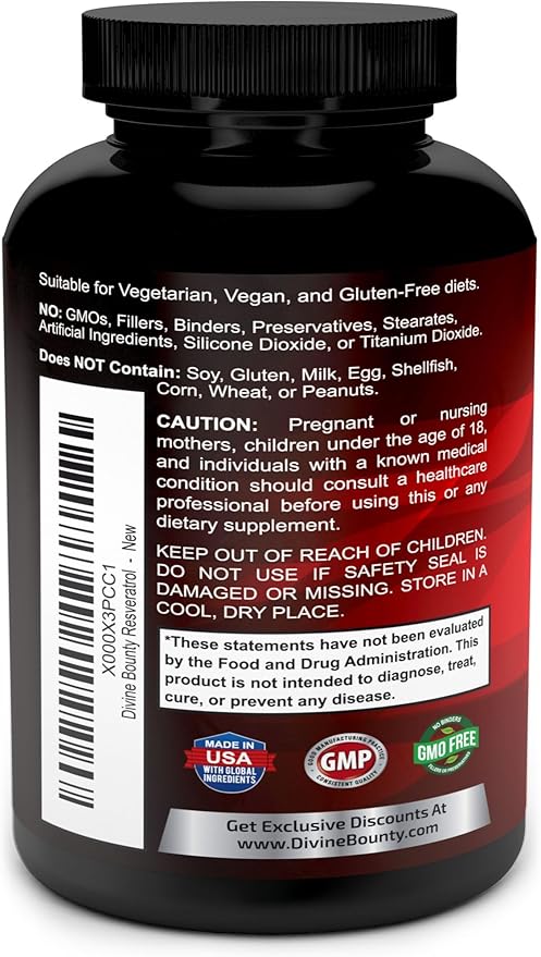 Resveratrol Supplement - 1400mg Extra Strength Formula with Grape Seed Extract and Green Tea Extract - 60 Veggie Capsules
