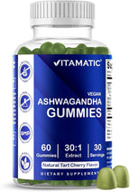 Vitamatic Ashwagandha 30:1 Extract 50 mg per Serving – Concentrated Ashwagandha Root Extract with Withanolides – Vegan Herbal Supplement – Non-GMO, Gluten Free – 60 Gummies