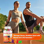 Vitamin D3 + K2 Gummies 2000 IU with Calcium + K2 (MK-7), Magnesium Citrate, Vitamin C, Zinc & Boron – Bone, Heart & Immune Support – Vegan, Non-GMO, Gelatin-Free, Sugar-Free Supplement, 120 Gummies