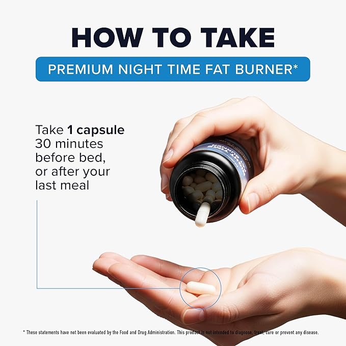 Night Time Fat Burner for Weight Loss Support & Sleep Aid | Appetite Suppressant, Carb Blocker, Nighttime Metabolism Booster for Stomach Fat Burner & Night Shred with Melatonin | Non-GMO, Vegan 60ct
