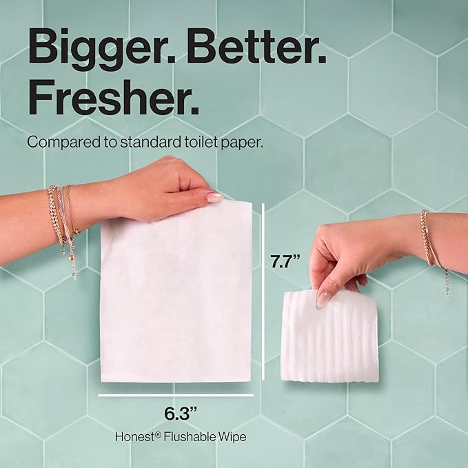 The Honest Company Hypoallergenic Flushable Wipes for Sensitive Skin, Tropical Leaves, 42 Count