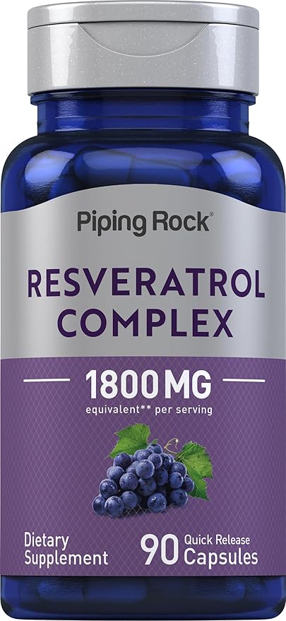 Piping Rock Resveratrol Complex | 90 Capsules | Ultra Potent | Non-GMO, Gluten Free Supplement