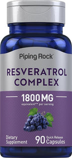 Piping Rock Resveratrol Complex | 90 Capsules | Ultra Potent | Non-GMO, Gluten Free Supplement