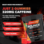 Bounce Pro Beast Mode Pre Workout Gummies with Caffeine, Beta-Alanine & L-Tyrosine for Energy, Focus & Training Intensity (30 Count (Pack of 1), Fruit Punch)