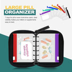 Timueetech A7 Waterproof Pill Organizer with 7 PCS L Size Zippered Pill Pouches for A7 Binder, Large BPA-Free Weekly Medicine Organizer, Color-Coded Reusable Travel Pill Storage System
