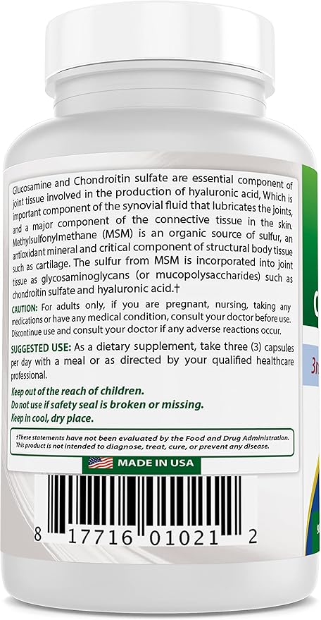 Best Naturals, Glucosamine Chondroitin MSM Supplements, 2600 mg per Serving, 90 Capsules (90 Count (Pack of 1))