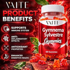 VAITE Gymnema Sylvestre Supplements 600mg – 20:1 Leaf Extract Gummies, Non-GMO, Gluten-Free, Vegan-Friendly, Made with Plant-Based Ingredients, with Antioxidant Properties, 60 Chewable Gummies