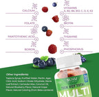 SUKU Teen Boy Multivitamin Gummies – Vitamins A, B12, C, D3, E, Zinc & Biotin – Sugar-Free Vegetarian Supplement for Energy, Growth, Immune & Bone Health – Grape Flavor – 60 Count