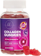 Collagen Peptides Gummies - 2500 mcg D-Biotin Per Serving - Hydrolyzed Protein Type I & III Multi Collagen Supplement with Vitamin C & Zinc - Support for Hair, Skin, Nails, Berry Flavor - 60 Gummies