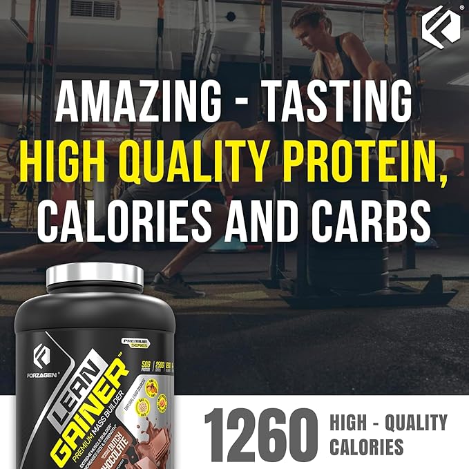 Forzagen Lean Gainer Premium Mass Builder | Mass Gainer Protein Powder for Men & Women | High Calorie Protein, Weight Gain, Bulk, Muscle Building Supplement | Dutch Chocolate, 8 lbs. (11 Servings)