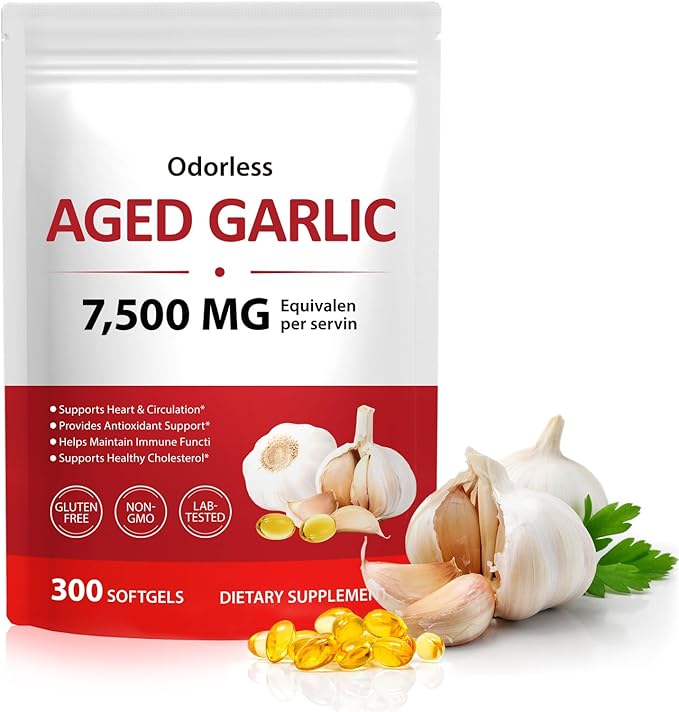 Garlic Softgels 300 Count – Odor-Controlled Garlic Supplement – Traditional Herbal Support –Take it Directly and Swallow itWhole - Easy to Swallow Softgel Capsules – Non-GMO, Gluten Free