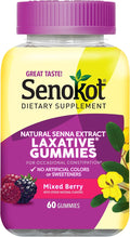 Senokot Dietary Supplement Laxative Gummies for Occasional Constipation Relief, Mixed Berry, 60 Count