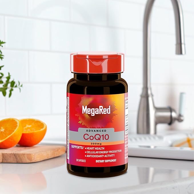 MegaRed Advanced CoQ10 Supplements- 200mg Per Serving, Powerful Antioxidant that Supports Cellular Energy Production and Protects Against Free Radicals*- 30 Coenzyme Q10 Capsules, 30 Servings