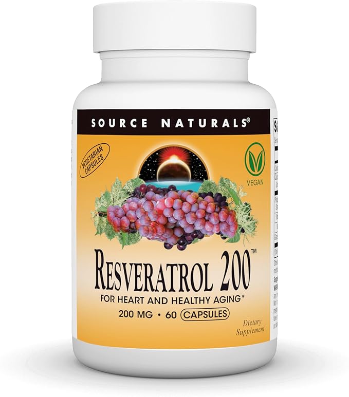 Source Naturals Resveratrol, for Heart and Healthy Aging* - 200 mg- 60 Vegan Capsules