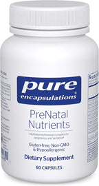 Pure Encapsulations PreNatal Nutrients - for Pregnancy & Lactation - Aids Energy & DNA Development* - with Folate, Choline & Iron - Gluten Free & Non-GMO - 60 Capsules