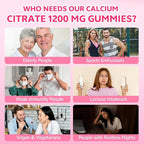 Calcium Citrate Gummies 1200mg for Adults & Kids, Chewable Calcium Citrate for Bone, Muscle & Immune Support, Bioavailable Calcium Supplements for Women & Men, Raspberry Flavor, 60 Count
