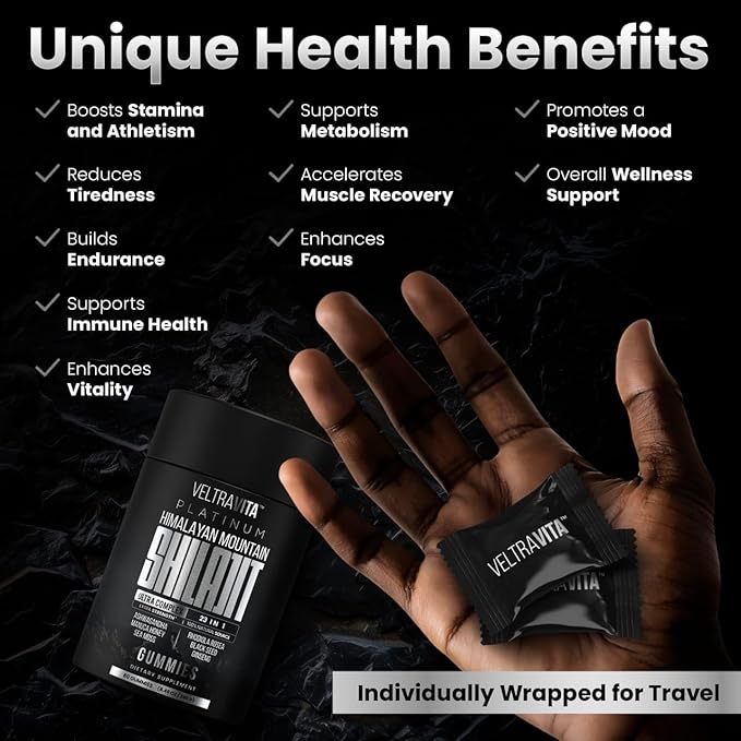 Himalayan Shilajit Gummies, 23-in-1 with Sea Moss, Ashwagandha, Tongkat Ali, Black Seed Oil & Rhodiola Rosea, Lab Tested, 60 Gummies