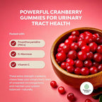 Natural Cranberry Gummies for Women and Men - Extra Strength Delicious Antioxidant Cranberry Chews for Urinary Tract Health Kidney Support Bladder & Immune Health - Vegan Gluten & Gelatin Free - 60ct