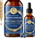 Liquid Biotin & Collagen Drops 20,000mcg--High Potency Hair Growth Vitamin Support - Biotin and Liquid Collagen Supplement for Women & Men - Glowing Skin Support, Healthy Hair & Nail Growth - 2 Fl Oz