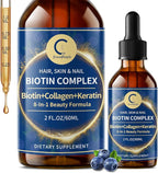 Liquid Biotin & Collagen Drops 20,000mcg--High Potency Hair Growth Vitamin Support - Biotin and Liquid Collagen Supplement for Women & Men - Glowing Skin Support, Healthy Hair & Nail Growth - 2 Fl Oz