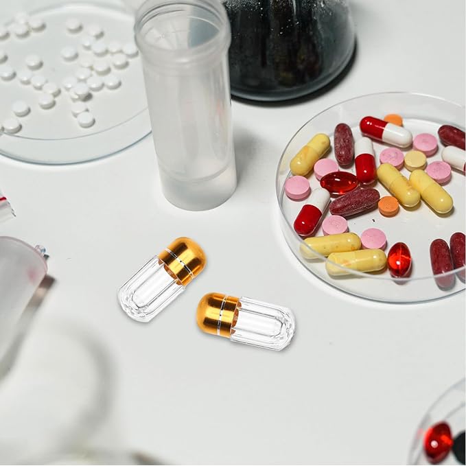 Ipetboom 20pcs Capsule Storage Bottles Leak Pill Containers for Travel Lightweight Medicine Holders Small Portable Plastic Vials for Tablets and Supplements