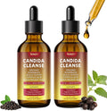 Candida Cleanse & Parasite Cleanse Detox | Black Pepper-Boosted Triple-Targeting Formula with Caprylic Acid, Oregano, Black Walnut | Gut Health, Immune Support 2 Fl Oz (Pack of 2)