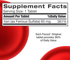 Feosol Original Iron Supplement Tablets, Non-heme, 65mg Iron per Pill, 1 Per Day, 8 Month Supply, for Energy and Immune System Support (120 ct Pack of 2)