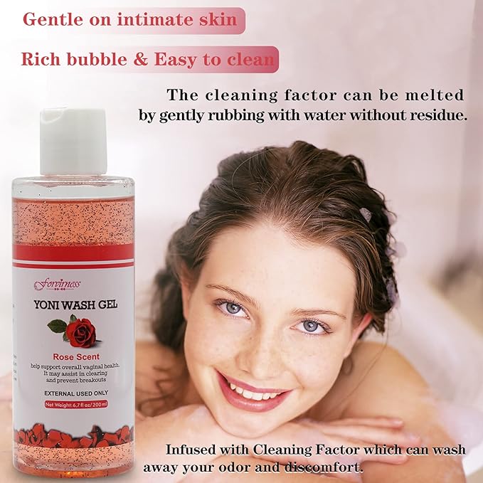 Feminine Wash with Cleaning Factor- Clean, pH Balance for Women, Rose Yoni Wash, 6.7 fl.oz Intimate Cleanser
