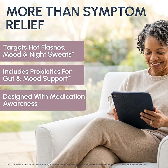 RYOS Menopause & Perimenopause Supplement for Women – Hot Flash & Night Sweat Support, Hormone Balance & Mood – Black Cohosh, DIM, Maca, Probiotics BACKtoHER, 60 Vegan Capsules