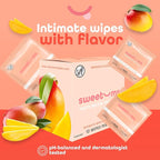 Sweetums Feminine Wipes For Women, Individually Wrapped - pH Balanced Flavored Intimate Wipes - Mango, Pack of 10