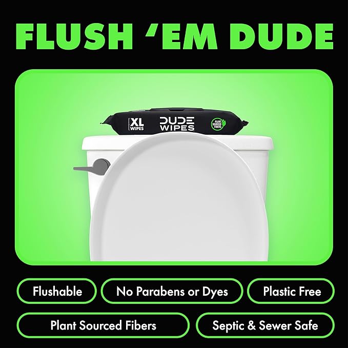 DUDE Wipes Herbal Relief Flushable Wipes - Extra-Large Adult Wet Wipes - 3 Pack (144 Count) - Infused with Soothing Witch Hazel, Geranium Essential Oils, Vitamin E, and Aloe - Septic and Sewer Safe