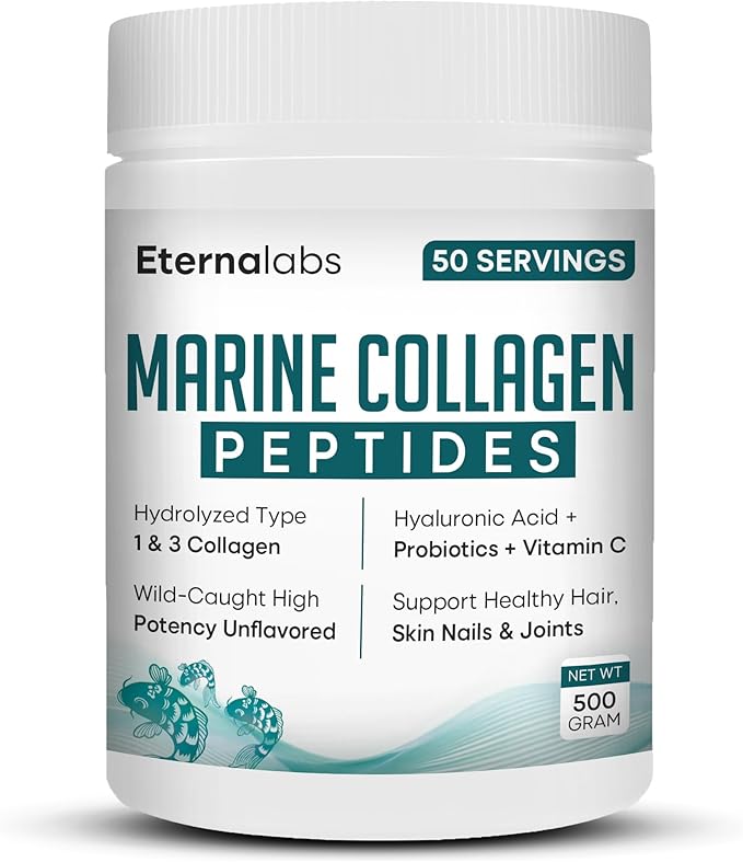 Collagen Peptides Powder for Women & Men 500g | Hydrolyzed Collagen Type I & III with Hyaluronic Acid & Vitamin C Supports Hair, Skin, Nails, Bones & Joints | Gluten-Free | Unflavored 500g